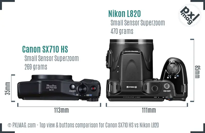 Canon SX710 HS vs Nikon L820 top view buttons comparison