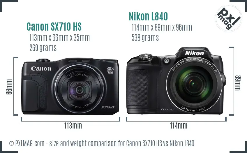 Canon SX710 HS vs Nikon L840 size comparison