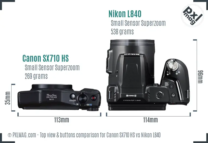 Canon SX710 HS vs Nikon L840 top view buttons comparison