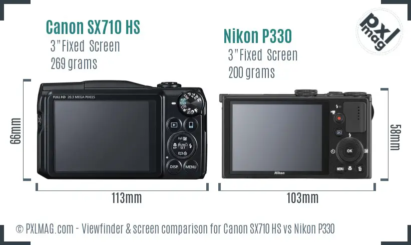 Canon SX710 HS vs Nikon P330 Screen and Viewfinder comparison