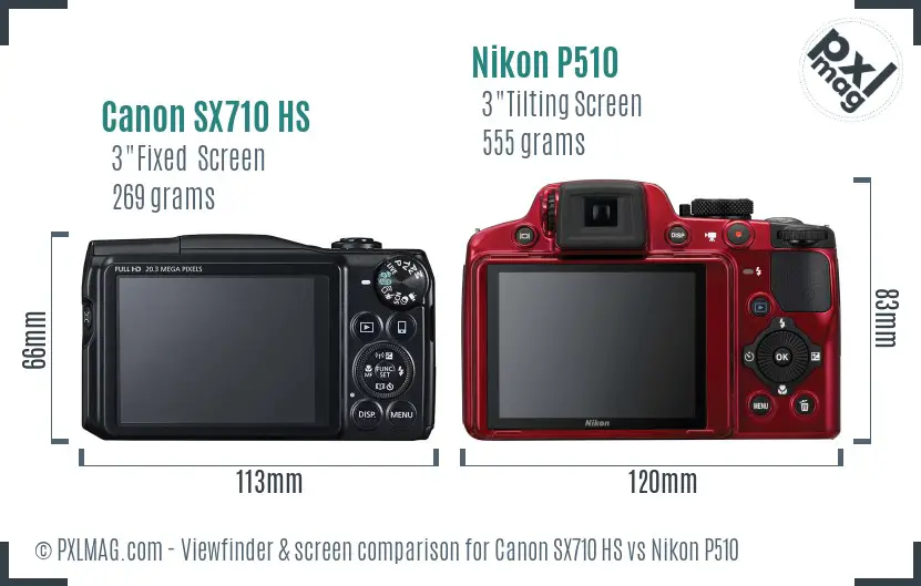Canon SX710 HS vs Nikon P510 Screen and Viewfinder comparison Canon SX710 HS vs Nikon P510 Screen and Viewfinder comparison