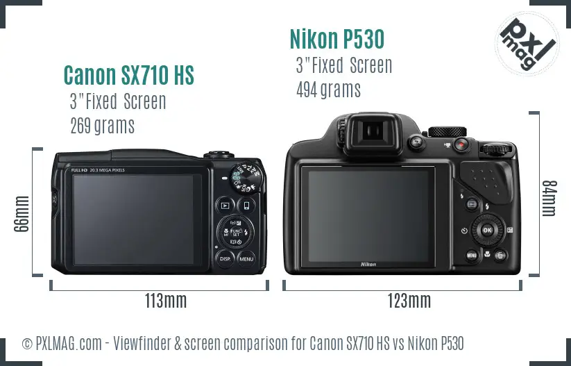 Canon SX710 HS vs Nikon P530 Screen and Viewfinder comparison