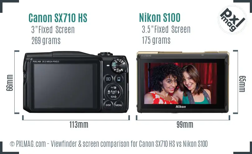 Canon SX710 HS vs Nikon S100 Screen and Viewfinder comparison Canon SX710 HS vs Nikon S100 Screen and Viewfinder comparison