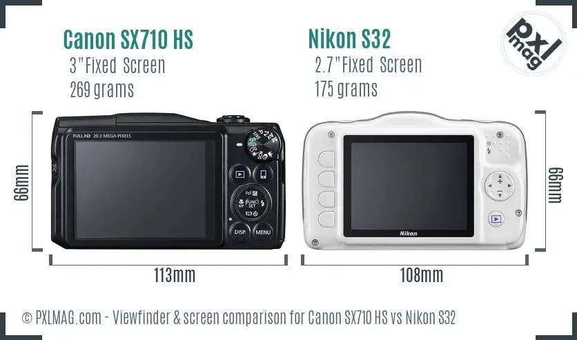 Canon SX710 HS vs Nikon S32 Screen and Viewfinder comparison Canon SX710 HS vs Nikon S32 Screen and Viewfinder comparison