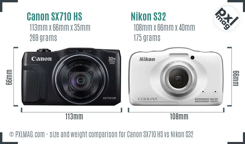Canon SX710 HS vs Nikon S32 size comparison Canon SX710 HS vs Nikon S32 size comparison