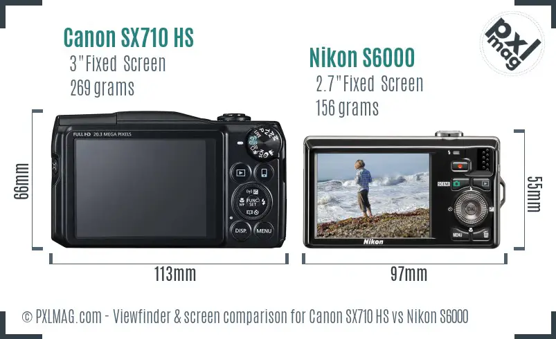 Canon SX710 HS vs Nikon S6000 Screen and Viewfinder comparison Canon SX710 HS vs Nikon S6000 Screen and Viewfinder comparison