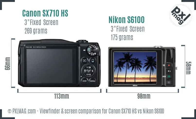 Canon SX710 HS vs Nikon S6100 Screen and Viewfinder comparison Canon SX710 HS vs Nikon S6100 Screen and Viewfinder comparison