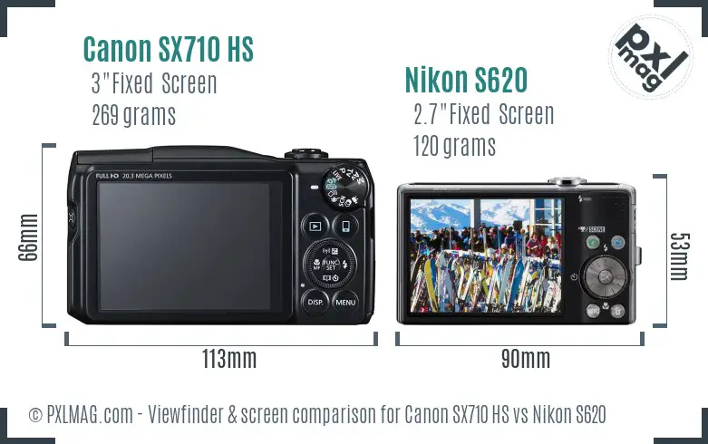 Canon SX710 HS vs Nikon S620 Screen and Viewfinder comparison Canon SX710 HS vs Nikon S620 Screen and Viewfinder comparison