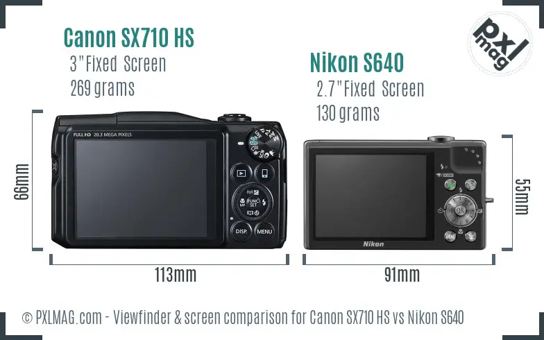 Canon SX710 HS vs Nikon S640 Screen and Viewfinder comparison Canon SX710 HS vs Nikon S640 Screen and Viewfinder comparison