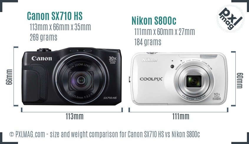 Canon SX710 HS vs Nikon S800c size comparison Canon SX710 HS vs Nikon S800c size comparison