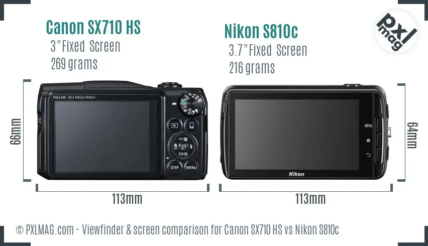 Canon SX710 HS vs Nikon S810c Screen and Viewfinder comparison Canon SX710 HS vs Nikon S810c Screen and Viewfinder comparison