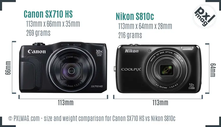 Canon SX710 HS vs Nikon S810c size comparison Canon SX710 HS vs Nikon S810c size comparison