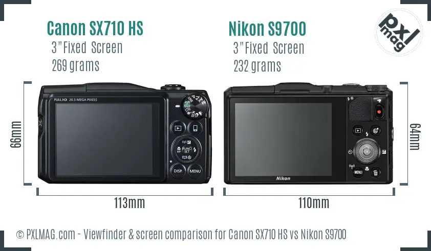 Canon SX710 HS vs Nikon S9700 Screen and Viewfinder comparison