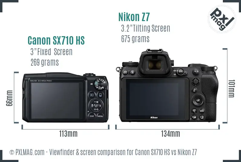 Canon SX710 HS vs Nikon Z7 Screen and Viewfinder comparison