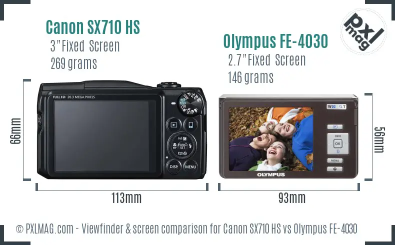 Canon SX710 HS vs Olympus FE-4030 Screen and Viewfinder comparison Canon SX710 HS vs Olympus FE-4030 Screen and Viewfinder comparison