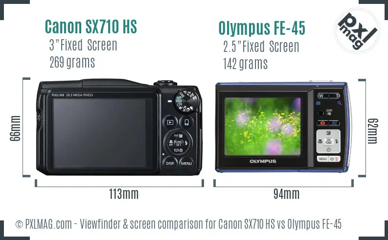 Canon SX710 HS vs Olympus FE-45 Screen and Viewfinder comparison Canon SX710 HS vs Olympus FE-45 Screen and Viewfinder comparison