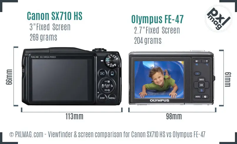 Canon SX710 HS vs Olympus FE-47 Screen and Viewfinder comparison