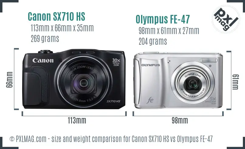 Canon SX710 HS vs Olympus FE-47 size comparison