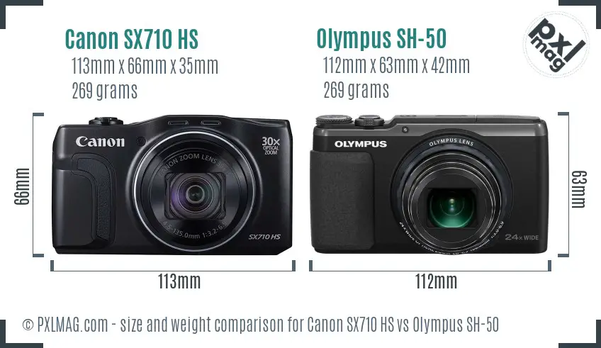 Canon SX710 HS vs Olympus SH-50 size comparison Canon SX710 HS vs Olympus SH-50 size comparison