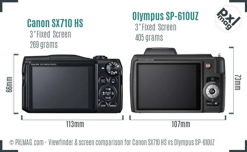 Canon SX710 HS vs Olympus SP-610UZ Screen and Viewfinder comparison Canon SX710 HS vs Olympus SP-610UZ Screen and Viewfinder comparison