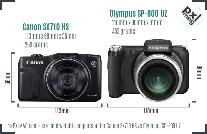 Canon SX710 HS vs Olympus SP-800 UZ size comparison