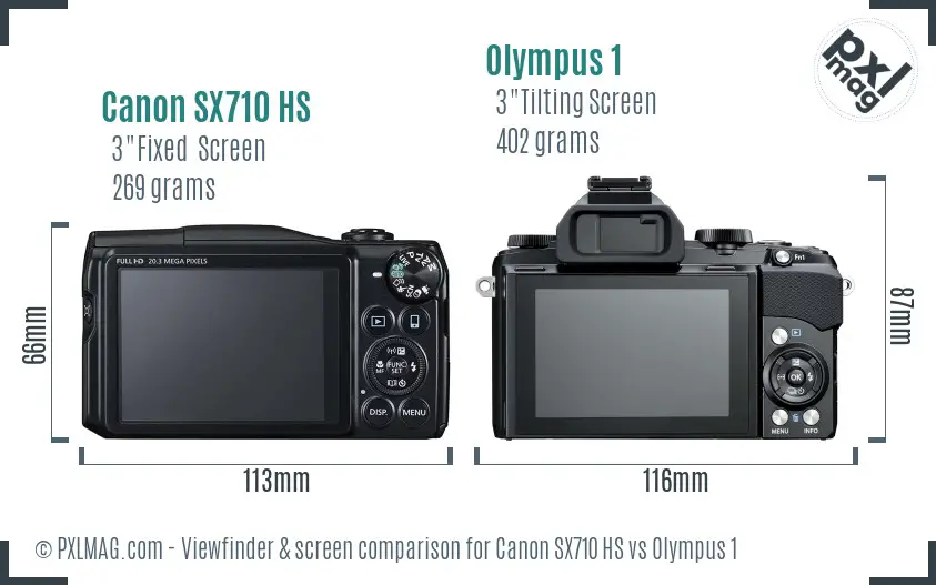 Canon SX710 HS vs Olympus 1 Screen and Viewfinder comparison Canon SX710 HS vs Olympus 1 Screen and Viewfinder comparison