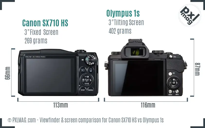 Canon SX710 HS vs Olympus 1s Screen and Viewfinder comparison Canon SX710 HS vs Olympus 1s Screen and Viewfinder comparison