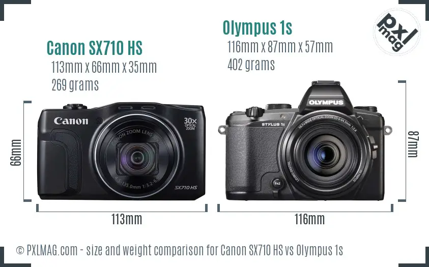 Canon SX710 HS vs Olympus 1s size comparison Canon SX710 HS vs Olympus 1s size comparison
