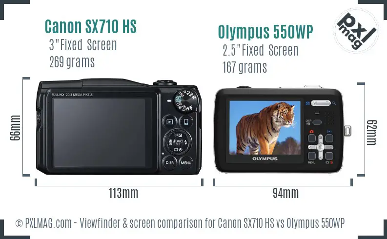 Canon SX710 HS vs Olympus 550WP Screen and Viewfinder comparison Canon SX710 HS vs Olympus 550WP Screen and Viewfinder comparison