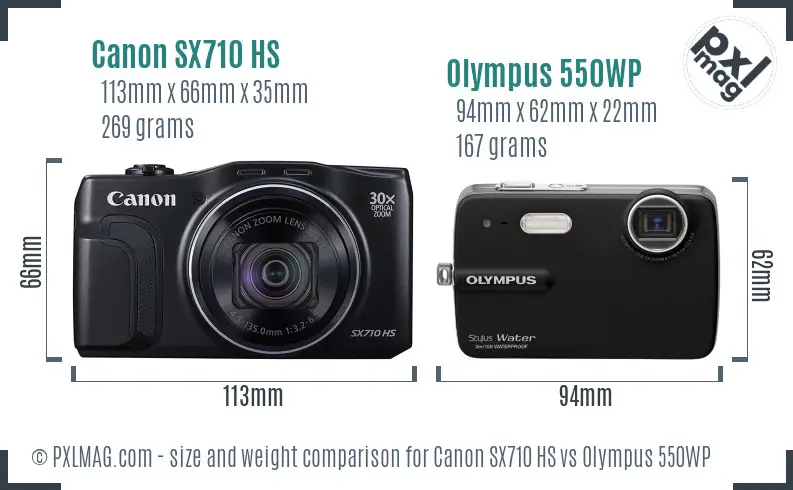 Canon SX710 HS vs Olympus 550WP size comparison Canon SX710 HS vs Olympus 550WP size comparison