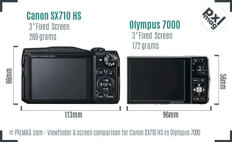 Canon SX710 HS vs Olympus 7000 Screen and Viewfinder comparison