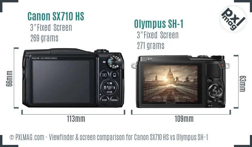 Canon SX710 HS vs Olympus SH-1 Screen and Viewfinder comparison