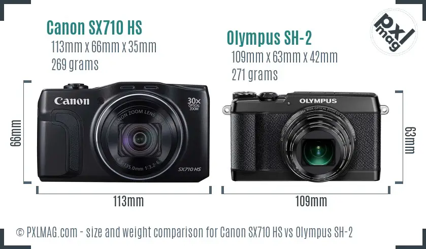 Canon SX710 HS vs Olympus SH-2 size comparison Canon SX710 HS vs Olympus SH-2 size comparison