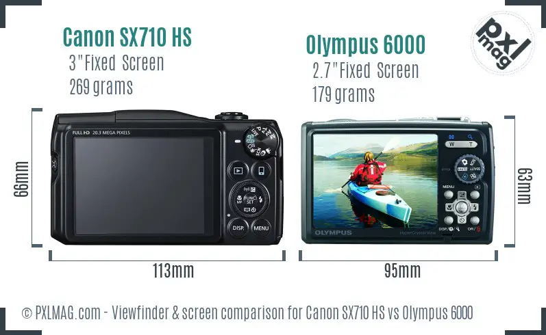 Canon SX710 HS vs Olympus 6000 Screen and Viewfinder comparison