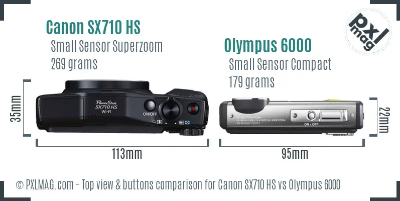 Canon SX710 HS vs Olympus 6000 top view buttons comparison