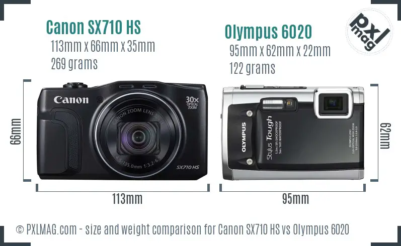 Canon SX710 HS vs Olympus 6020 size comparison