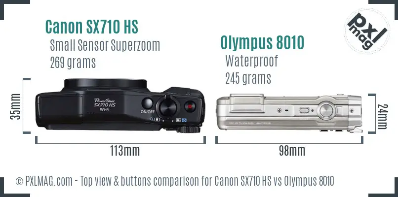 Canon SX710 HS vs Olympus 8010 top view buttons comparison