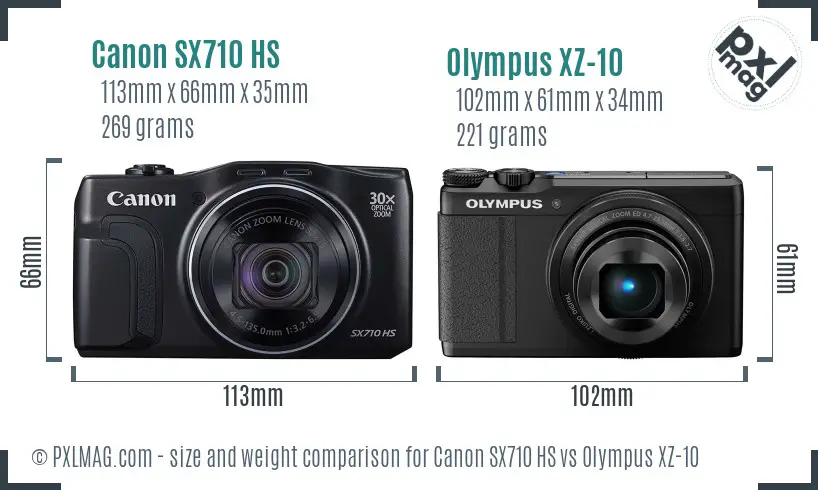 Canon SX710 HS vs Olympus XZ-10 size comparison