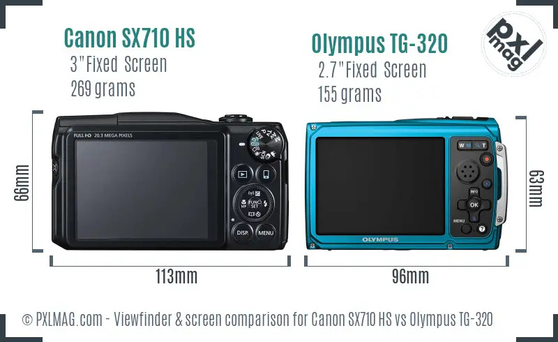 Canon SX710 HS vs Olympus TG-320 Screen and Viewfinder comparison
