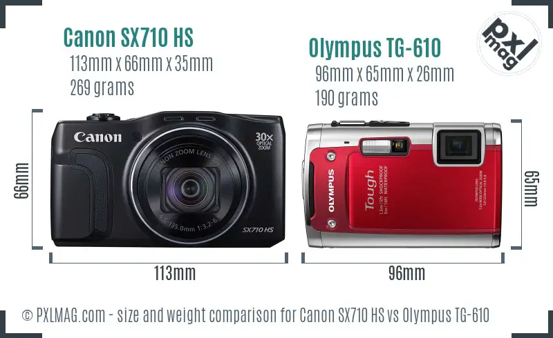 Canon SX710 HS vs Olympus TG-610 size comparison