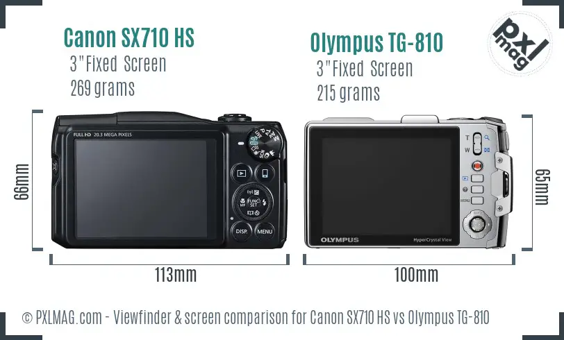 Canon SX710 HS vs Olympus TG-810 Screen and Viewfinder comparison