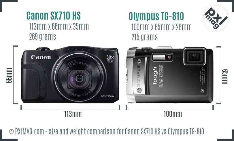 Canon SX710 HS vs Olympus TG-810 size comparison