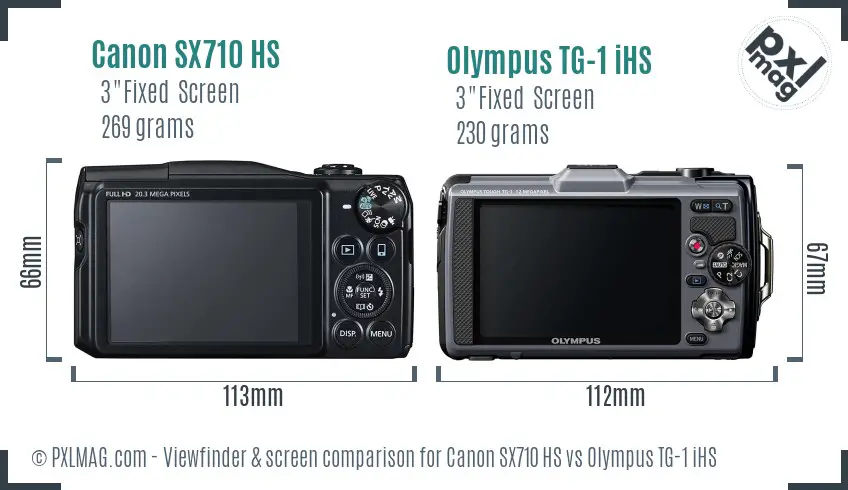 Canon SX710 HS vs Olympus TG-1 iHS Screen and Viewfinder comparison