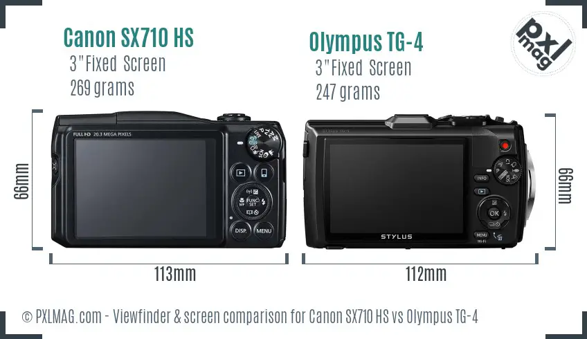 Canon SX710 HS vs Olympus TG-4 Screen and Viewfinder comparison