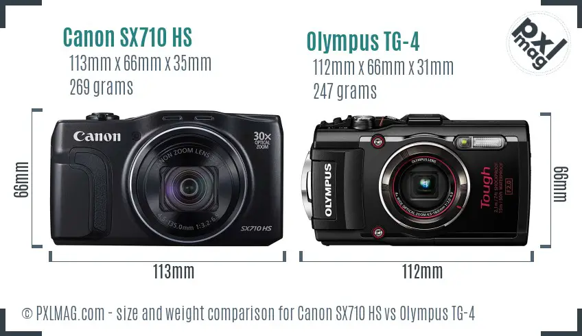 Canon SX710 HS vs Olympus TG-4 size comparison