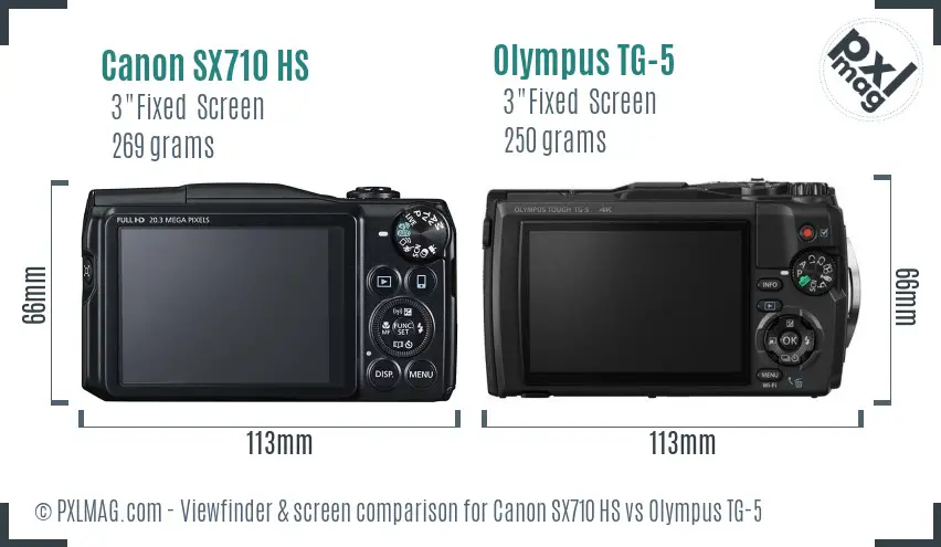 Canon SX710 HS vs Olympus TG-5 Screen and Viewfinder comparison