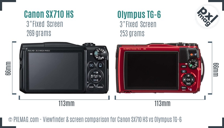 Canon SX710 HS vs Olympus TG-6 Screen and Viewfinder comparison
