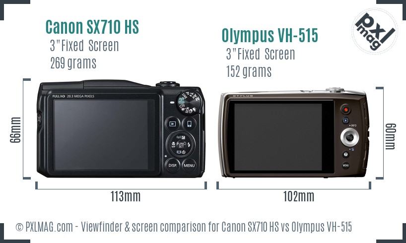 Canon SX710 HS vs Olympus VH-515 Screen and Viewfinder comparison