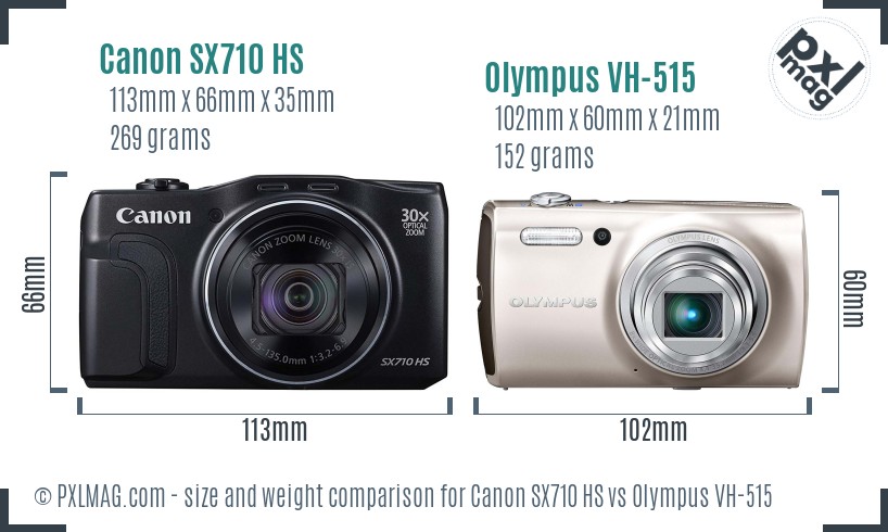Canon SX710 HS vs Olympus VH-515 size comparison Canon SX710 HS vs Olympus VH-515 size comparison