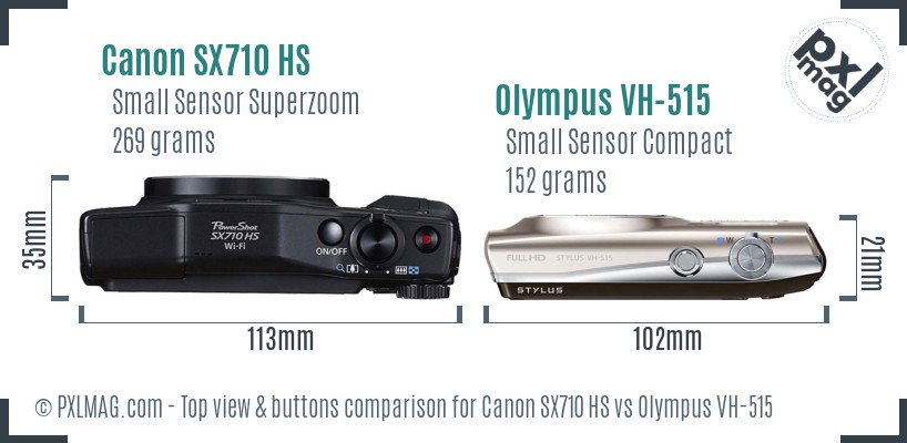 Canon SX710 HS vs Olympus VH-515 top view buttons comparison